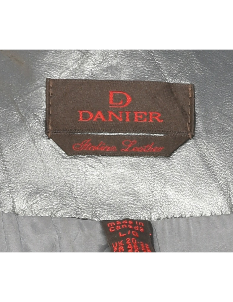 Silver Leather Jacket - L