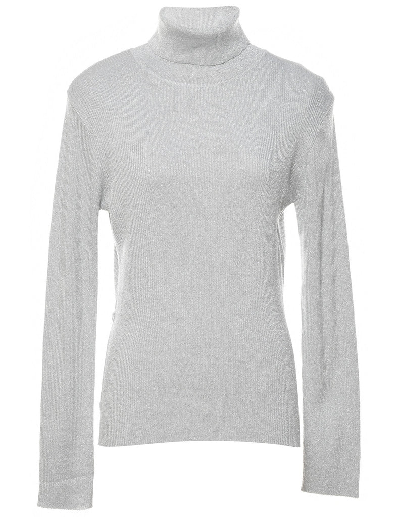 Silver Turtleneck Jumper - M