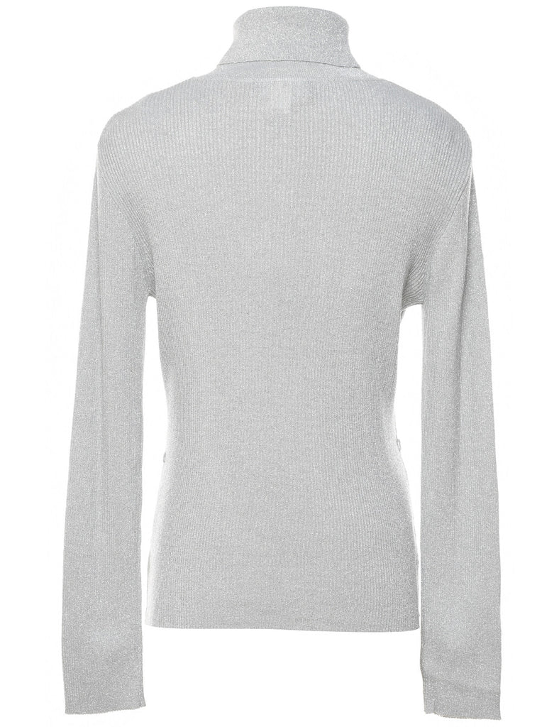 Silver Turtleneck Jumper - M