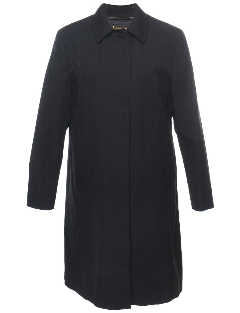 Single Breasted Classic Black Trench Coat - L