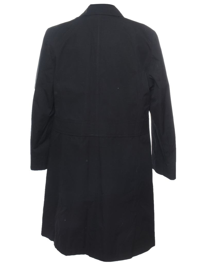 Single Breasted Classic Black Trench Coat - L