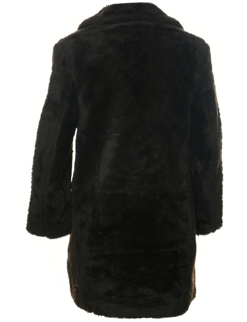 Single Breasted Faux Fur Coat - S