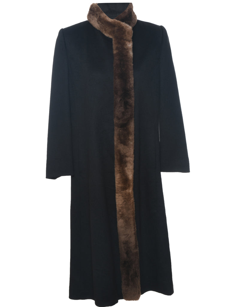 Single Breasted Fur Collar Coat - M