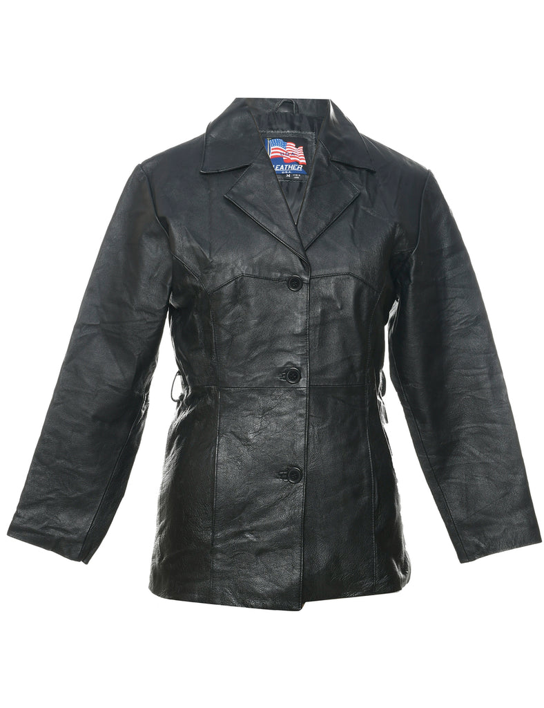 Single Breasted Leather Jacket - M