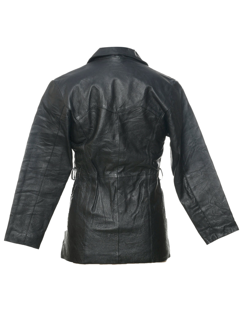 Single Breasted Leather Jacket - M