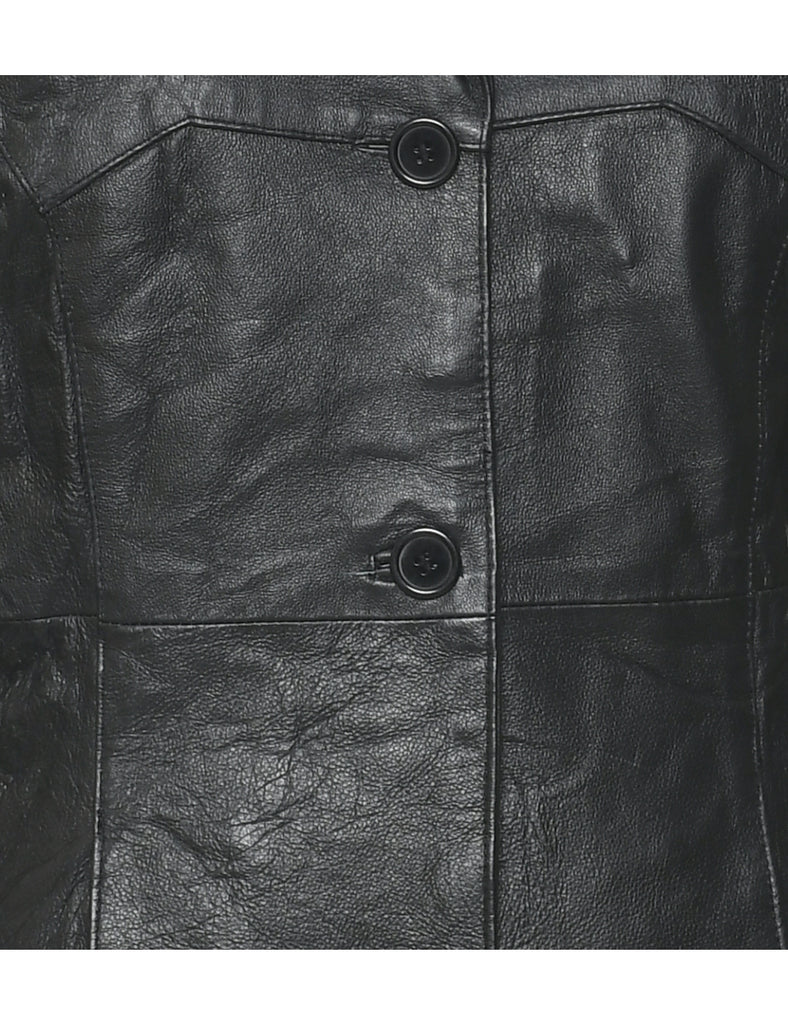 Single Breasted Leather Jacket - M
