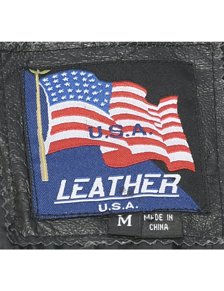 Single Breasted Leather Jacket - M