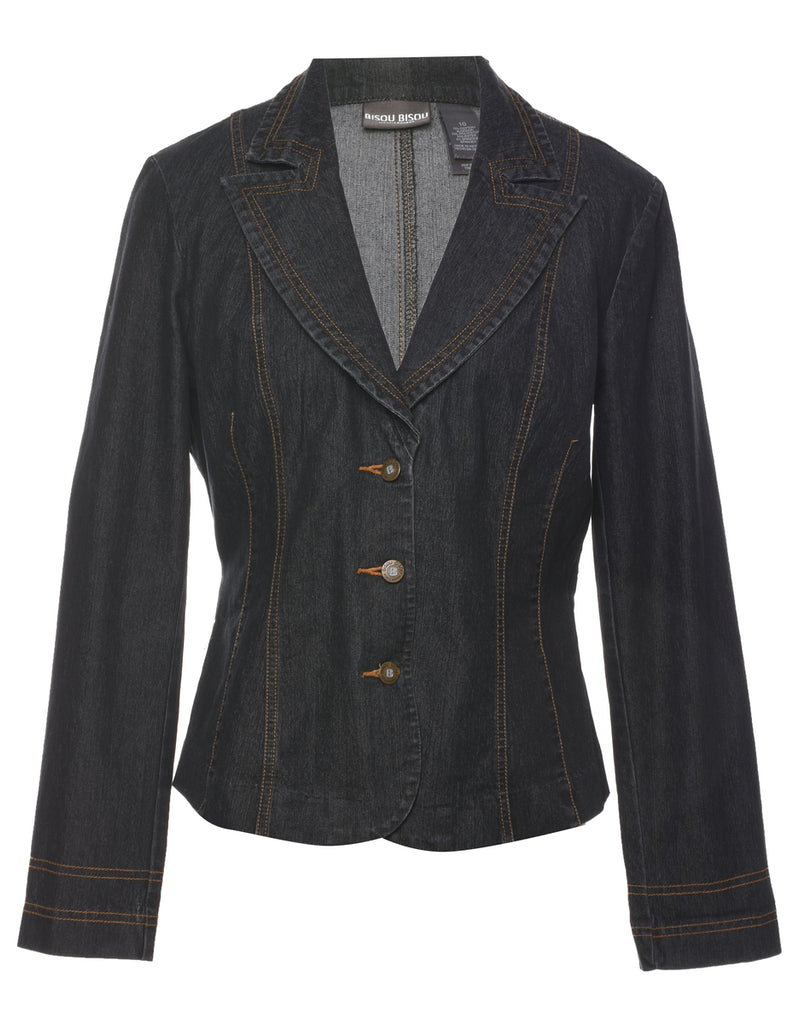 Single Breasted Y2K Indigo Denim Jacket - M