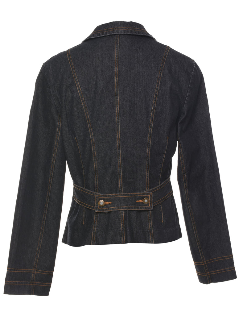 Single Breasted Y2K Indigo Denim Jacket - M