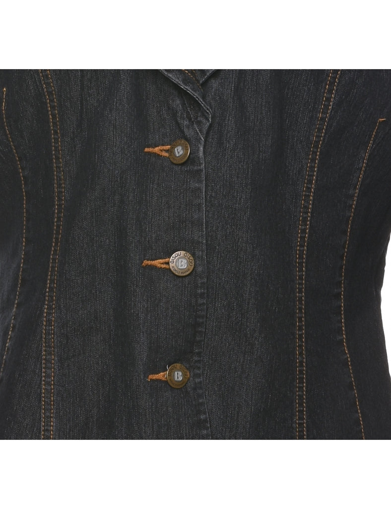 Single Breasted Y2K Indigo Denim Jacket - M