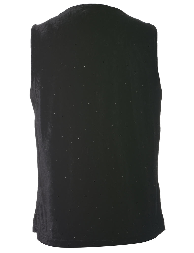 Sleeveless Velvet Fabric Evening Top - M