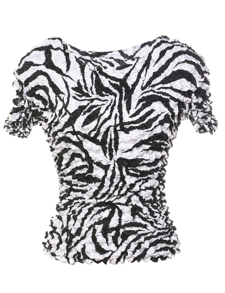 Smocked Abstract Printed Top - XS