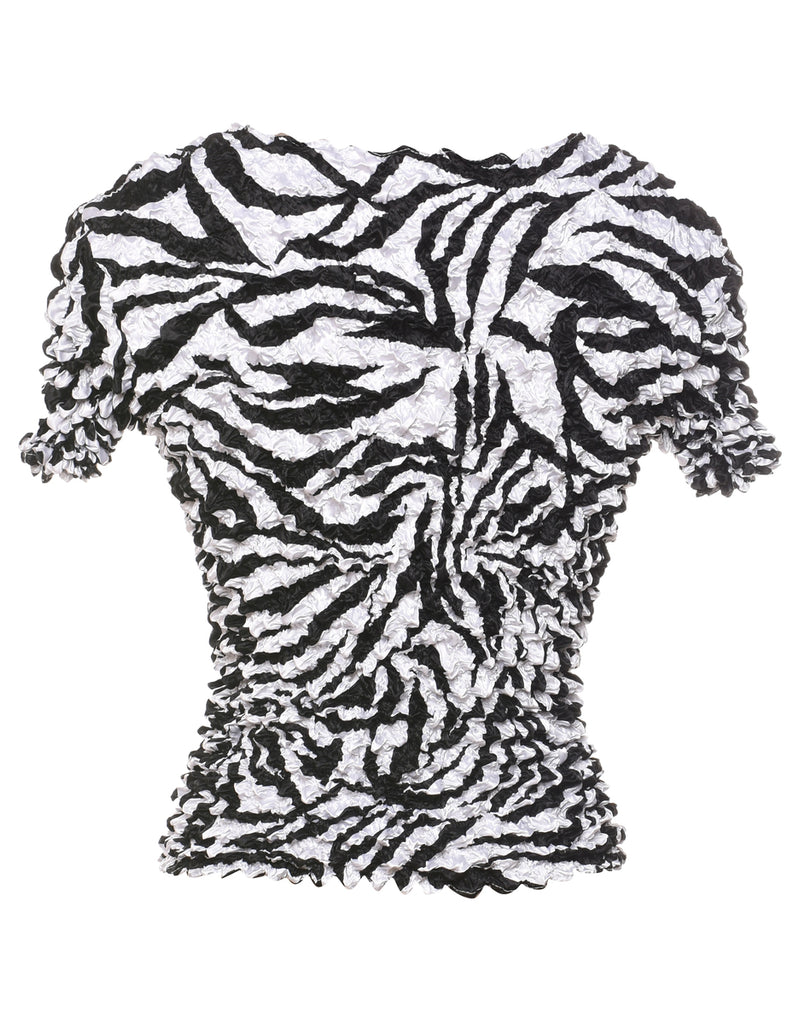 Smocked Abstract Printed Top - XS