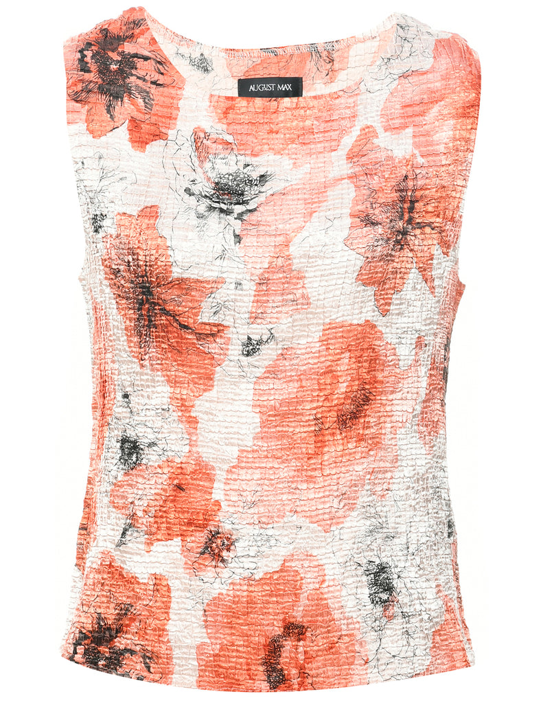 Smocked Floral Print Evening Top - M