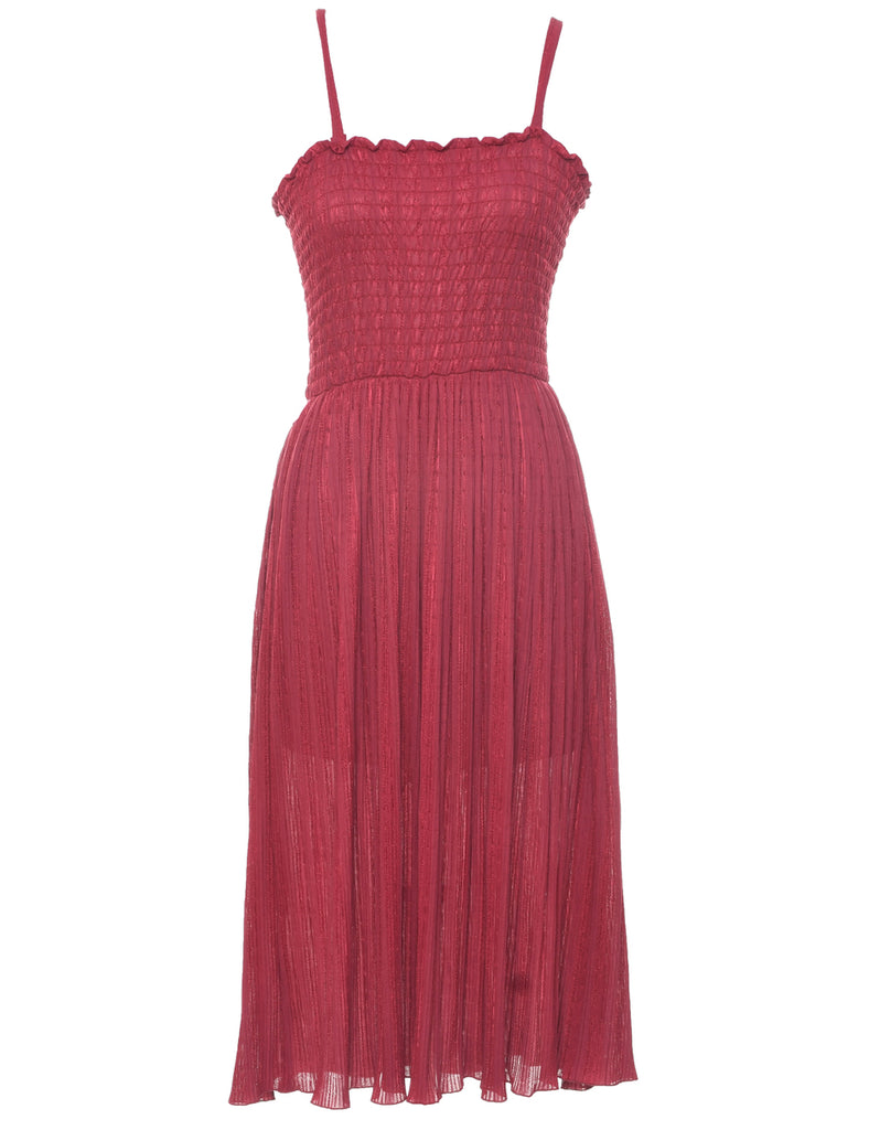 Smocked Maroon Dress - XS
