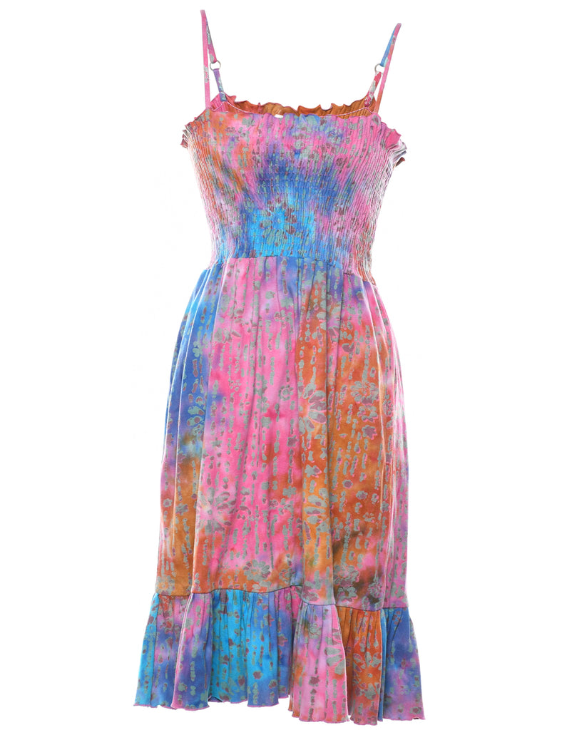 Smocked Tie-dye Effect Dress - XS