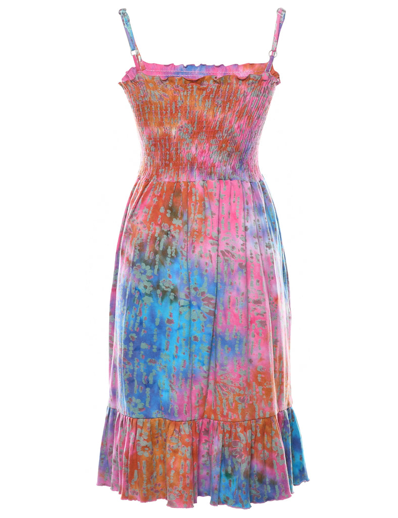 Smocked Tie-dye Effect Dress - XS