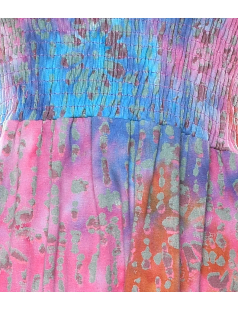 Smocked Tie-dye Effect Dress - XS