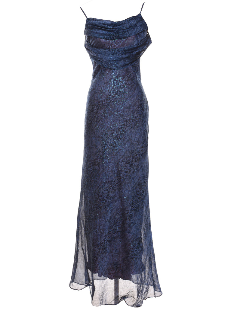 Snakeskin Finish Sparkly 1990s Evening Dress - M