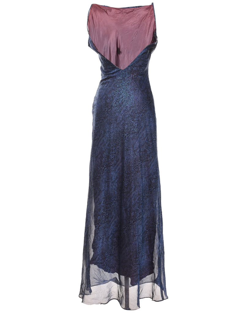 Snakeskin Finish Sparkly 1990s Evening Dress - M