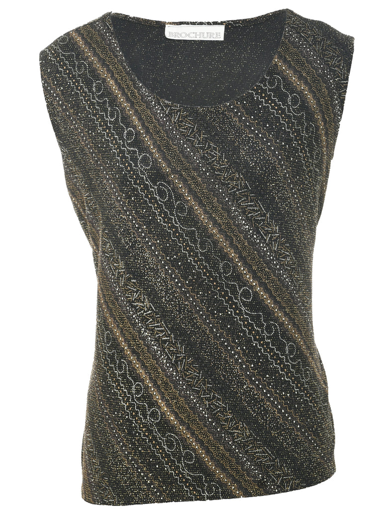 Sparkly Black Evening Top - L