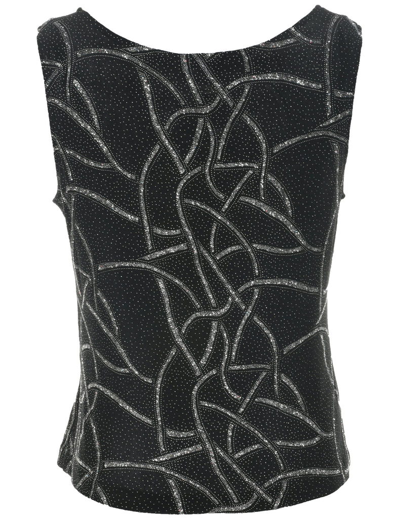 Sparkly Black Evening Top - M
