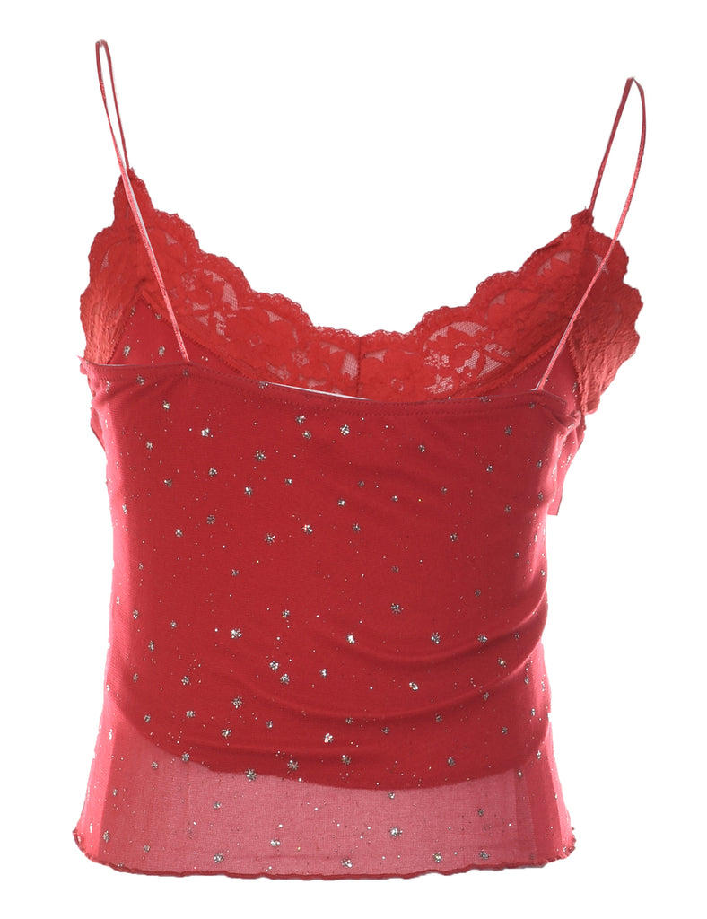 Sparkly Lace Red & Silver Camisole - S