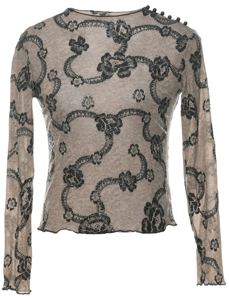 Sparkly Light Brown Evening Top - XS