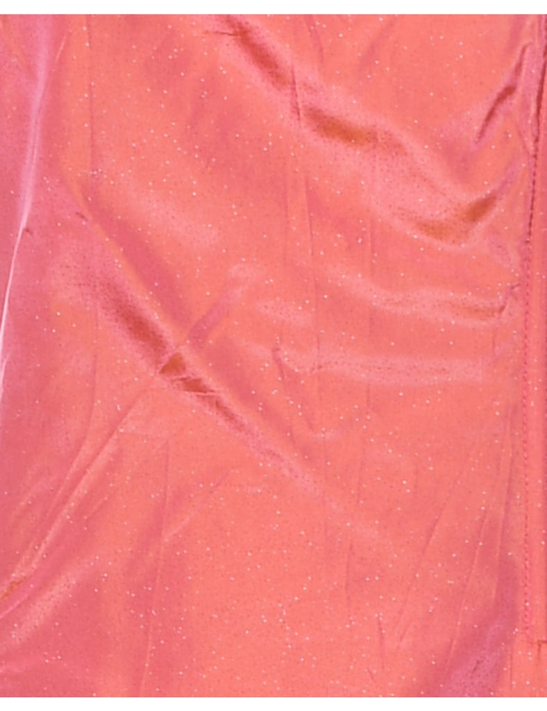 Strapless 1980s Coral & Pink Maxi Dress - M