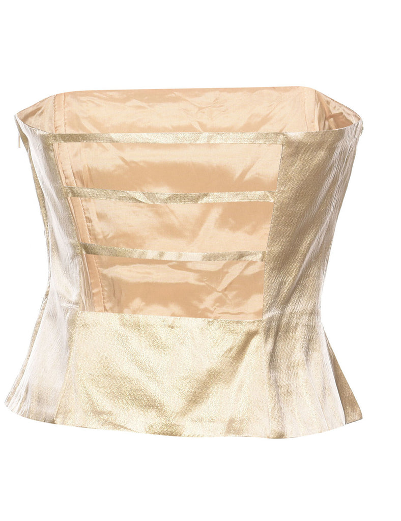 Strappy Back Corset Style Gold Top - M