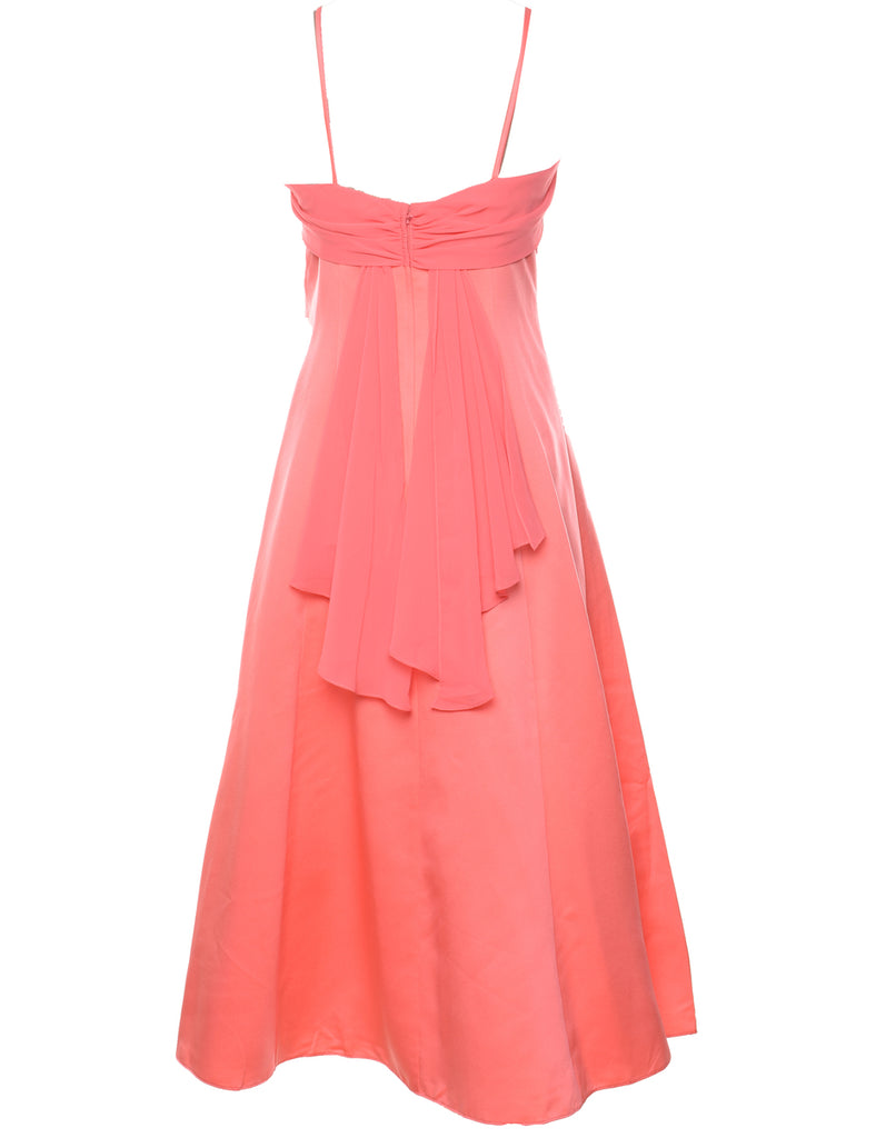 Strappy Salmon Pink Evening Dress - M