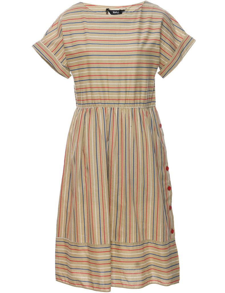 Striped Beige Dress - M