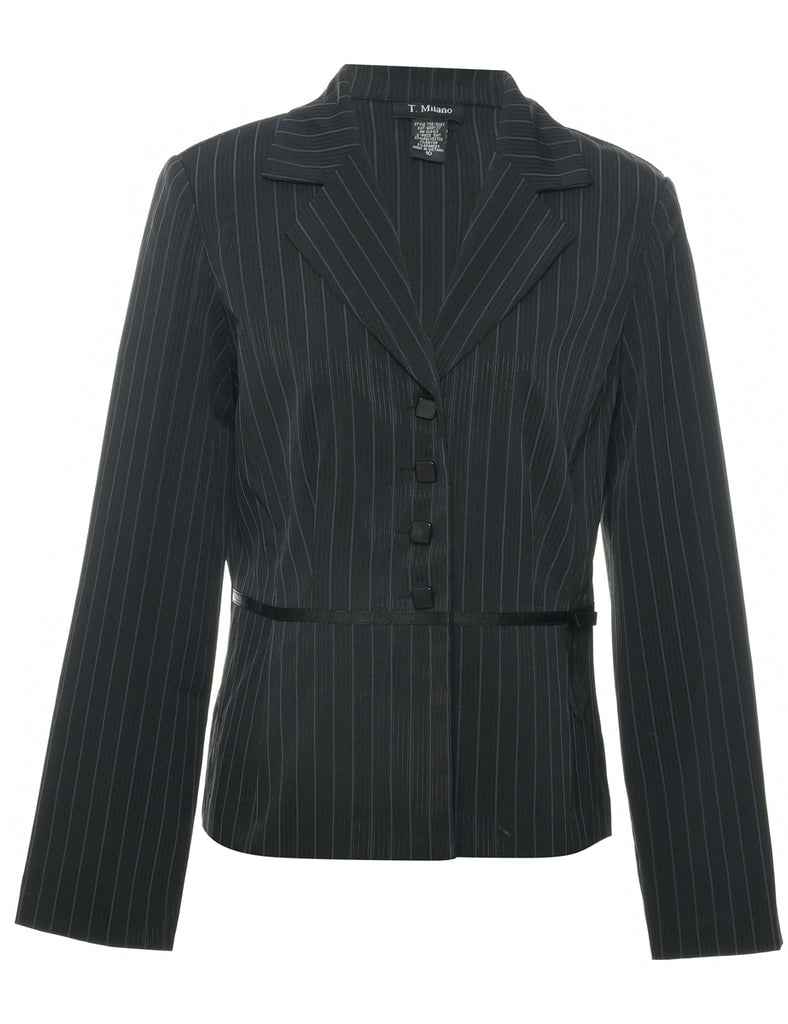 Striped Black Blazer - L