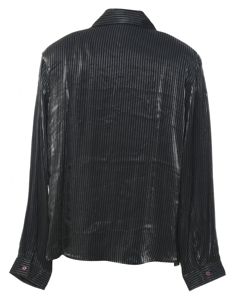 Striped Black & Silver Sparkly Evening Shirt - XL