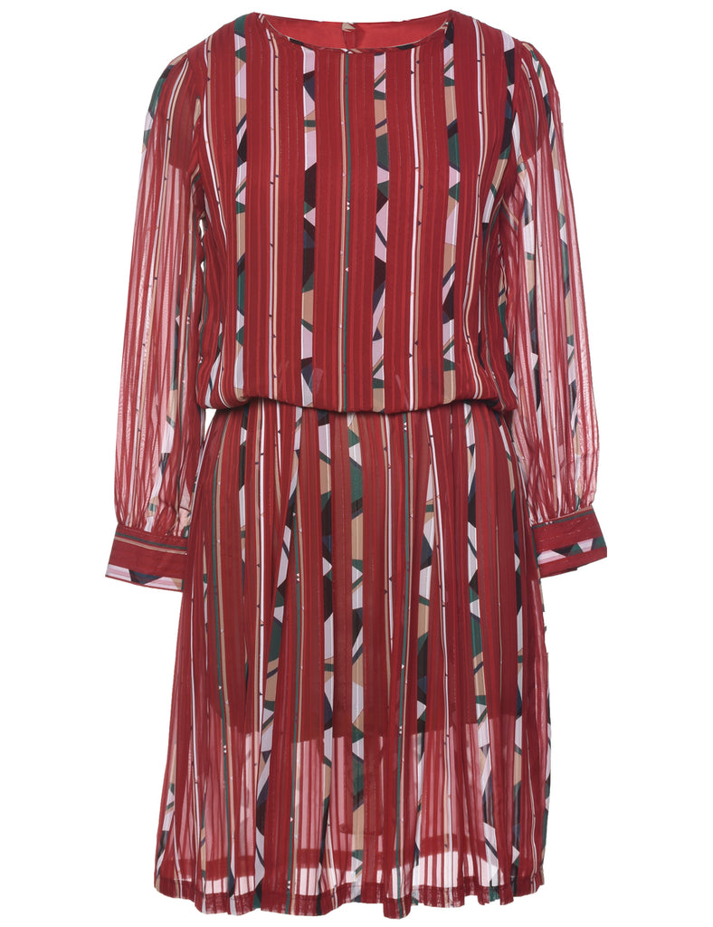 Striped Blouson Dress - M