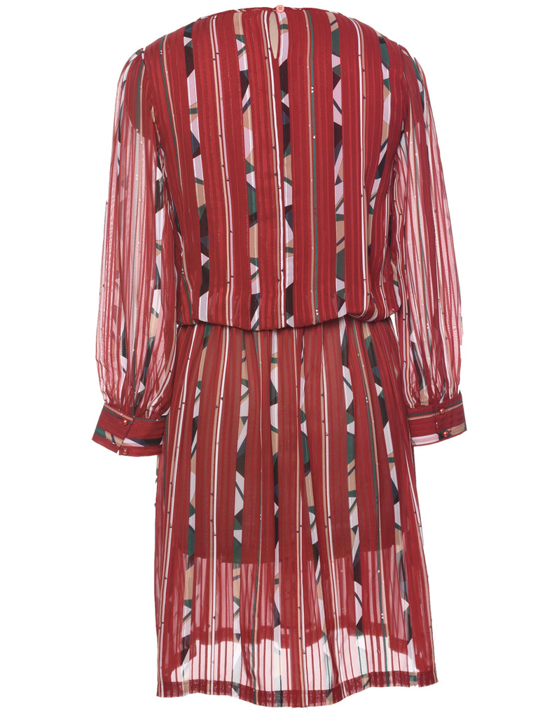 Striped Blouson Dress - M