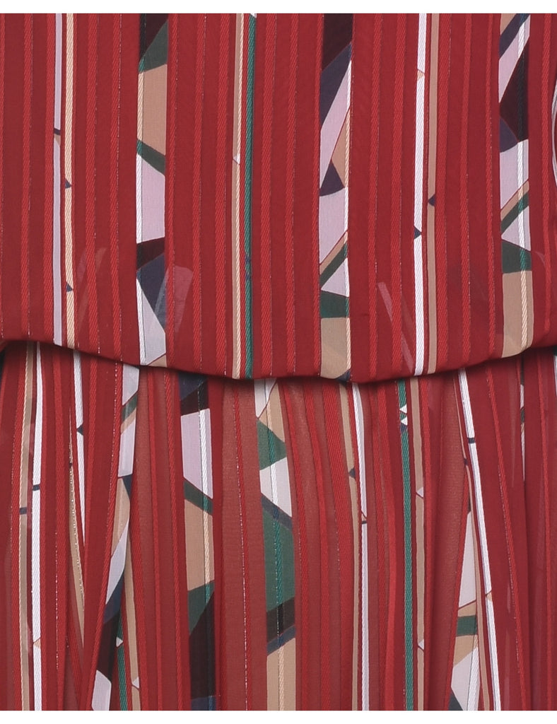 Striped Blouson Dress - M