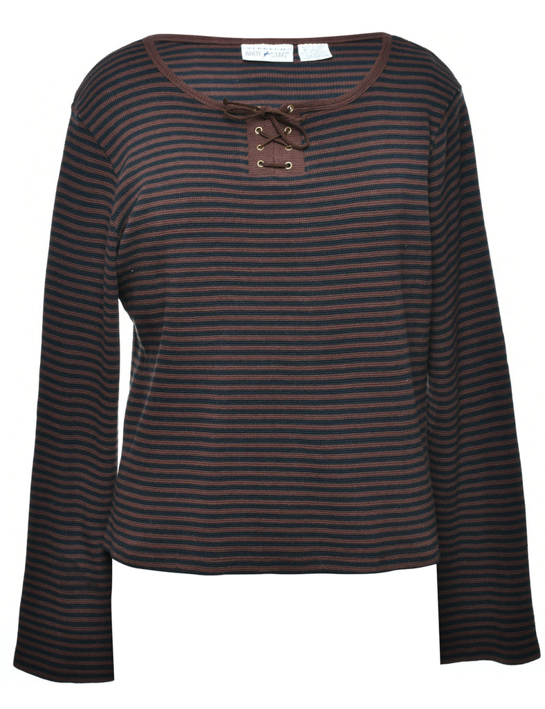 Striped Brown Jumper - L
