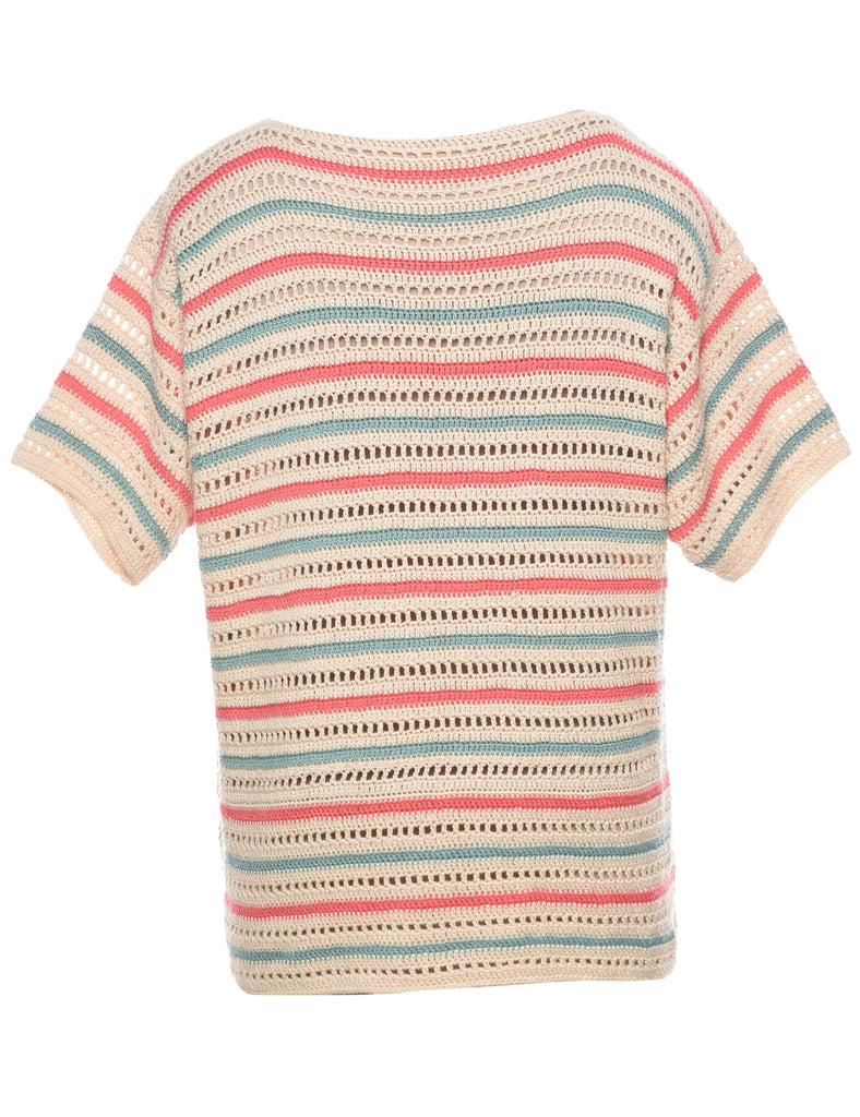 Striped Crochet Jumper - XL