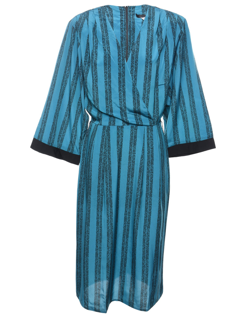 Striped Cross-Over Front Dress - S