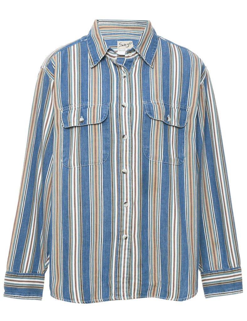 Striped Denim Shirt - L