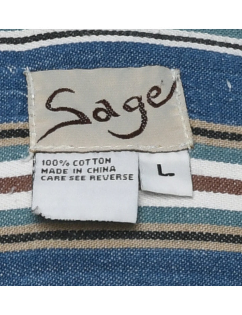 Striped Denim Shirt - L