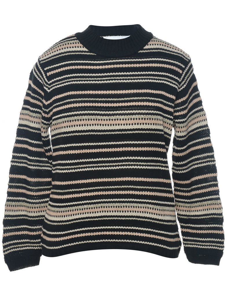 Striped Multi-Colour Sparkly Jumper - M