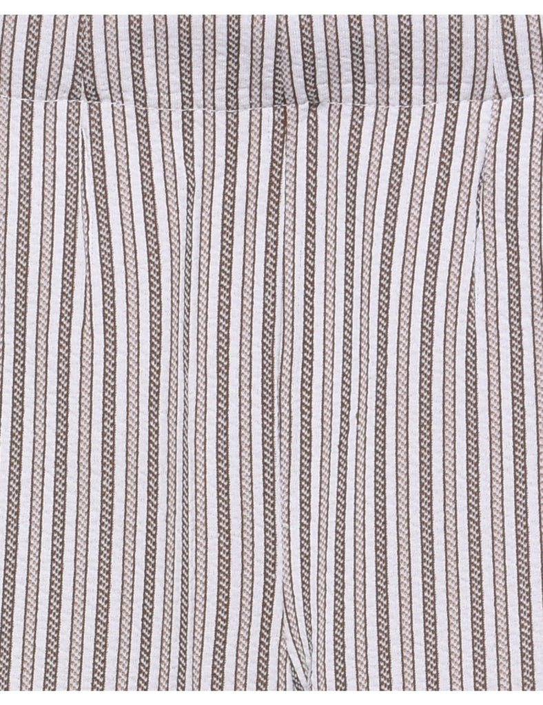 Striped Pattern Grey & Off-White Trousers - W27 L29