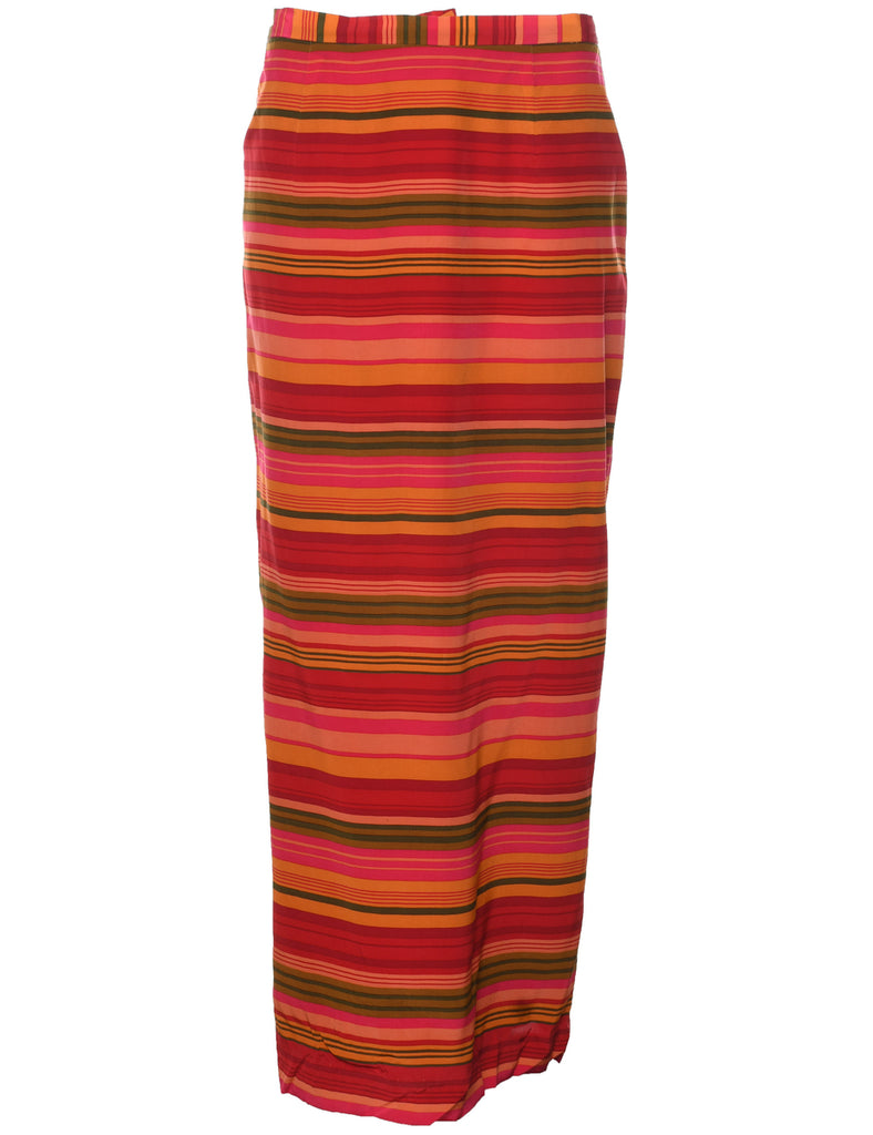 Striped Pattern Maxi Skirt - L