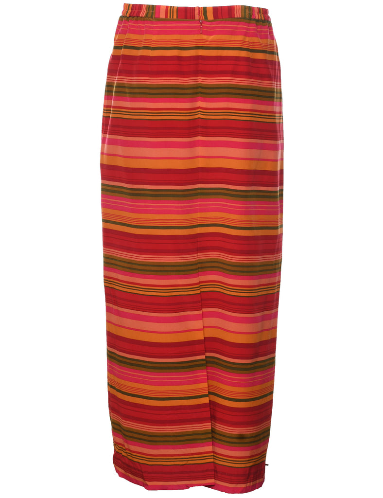 Striped Pattern Maxi Skirt - L
