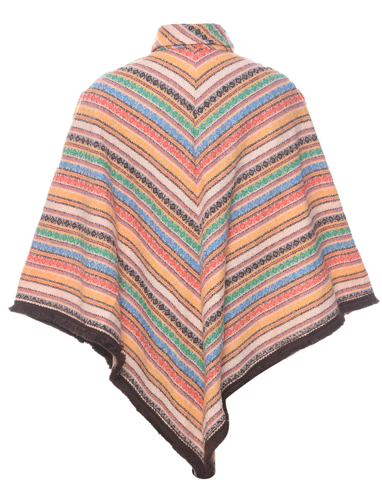 Striped Pattern Poncho - M