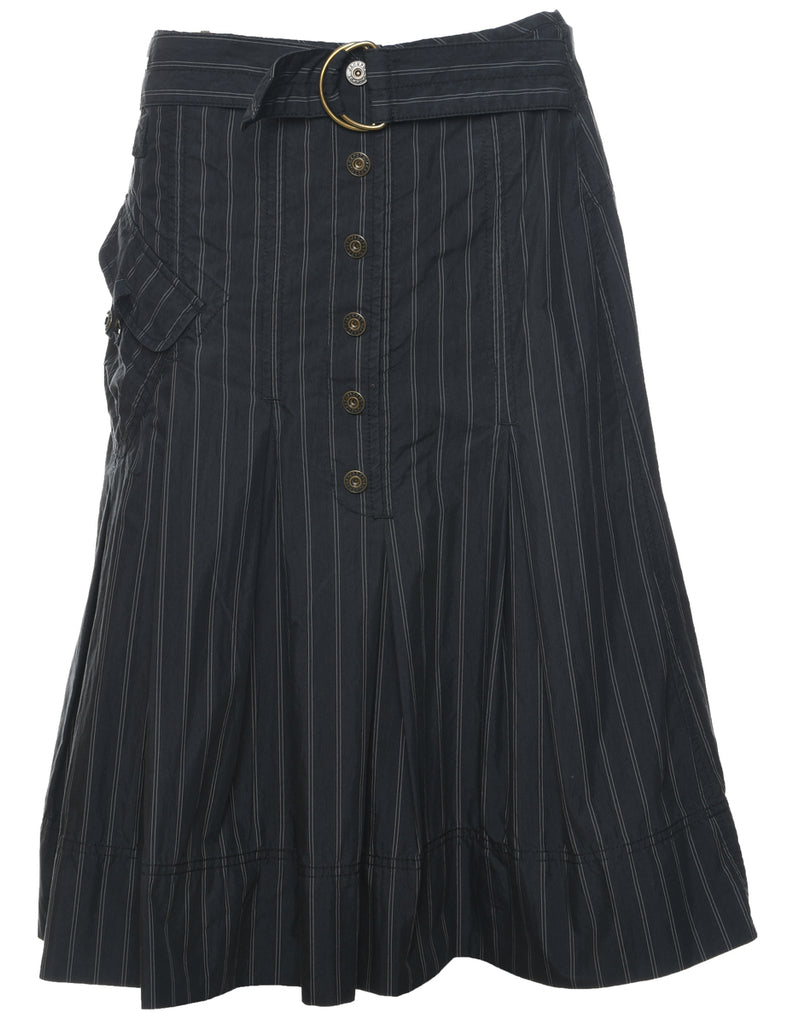 Striped Pleated Skirt - L