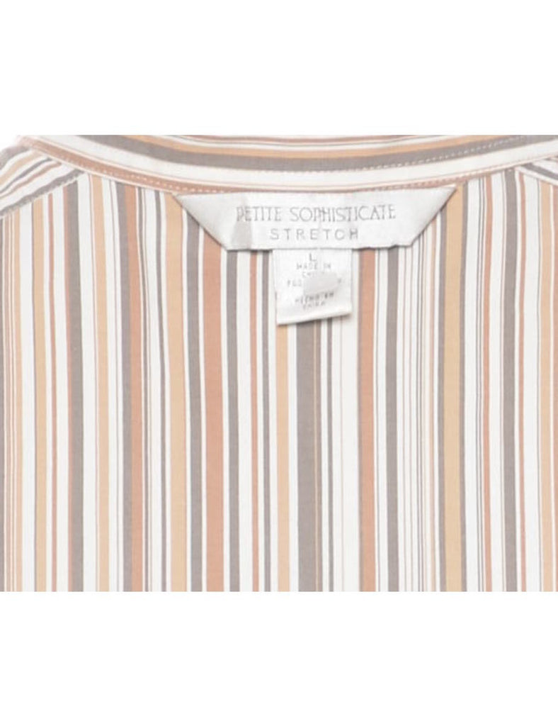 Striped Ruffle Trim Y2K Shirt - M