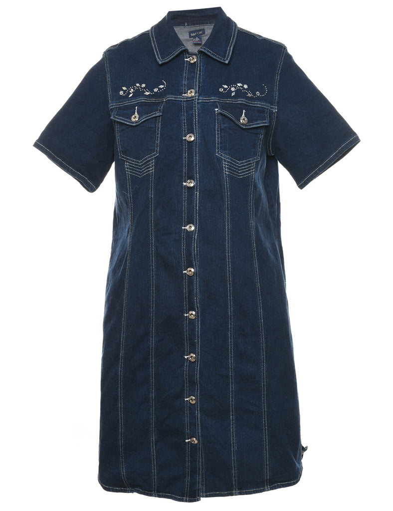 Studded Dark Wash Denim Dress - L